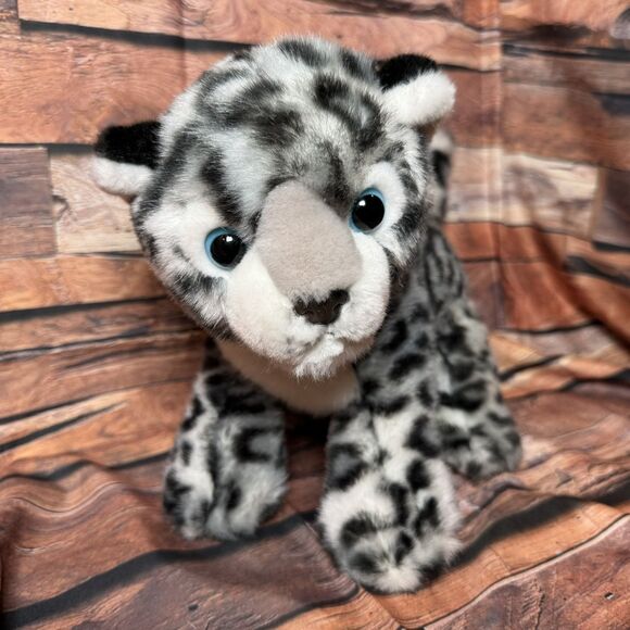 Aurora Snow Leopard Plush Stuffed Animal Toy Realistic Wild Cat Soft Cuddly Gift - Picture 3 of 10